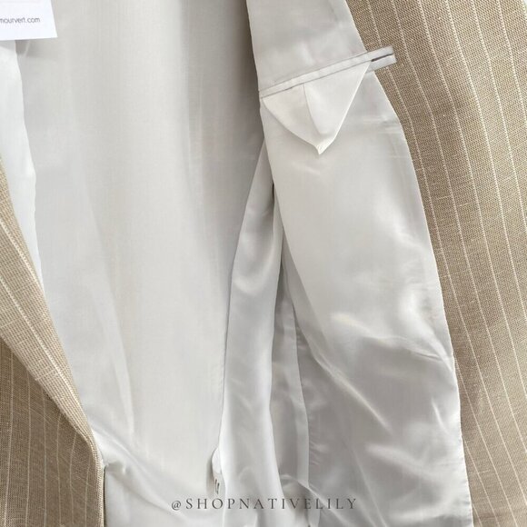 NWT Amour Vert Women’s Slim Tobie Blazer  | Sz Medium | Natural (Tan) Striped - Picture 8 of 14